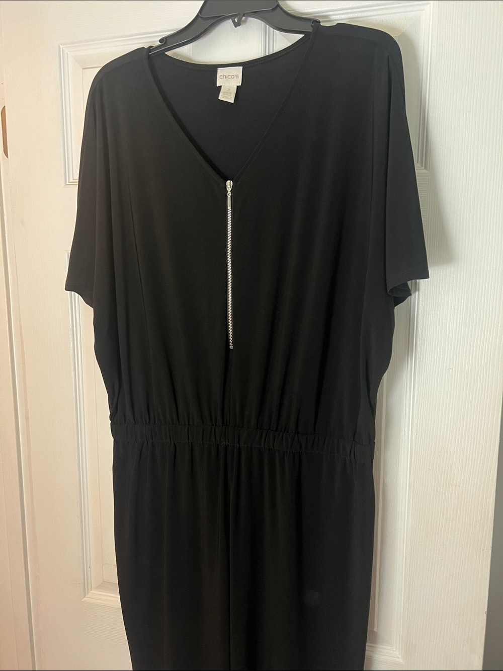 Chico's Black V-Neck Zip-Front jumpsuit